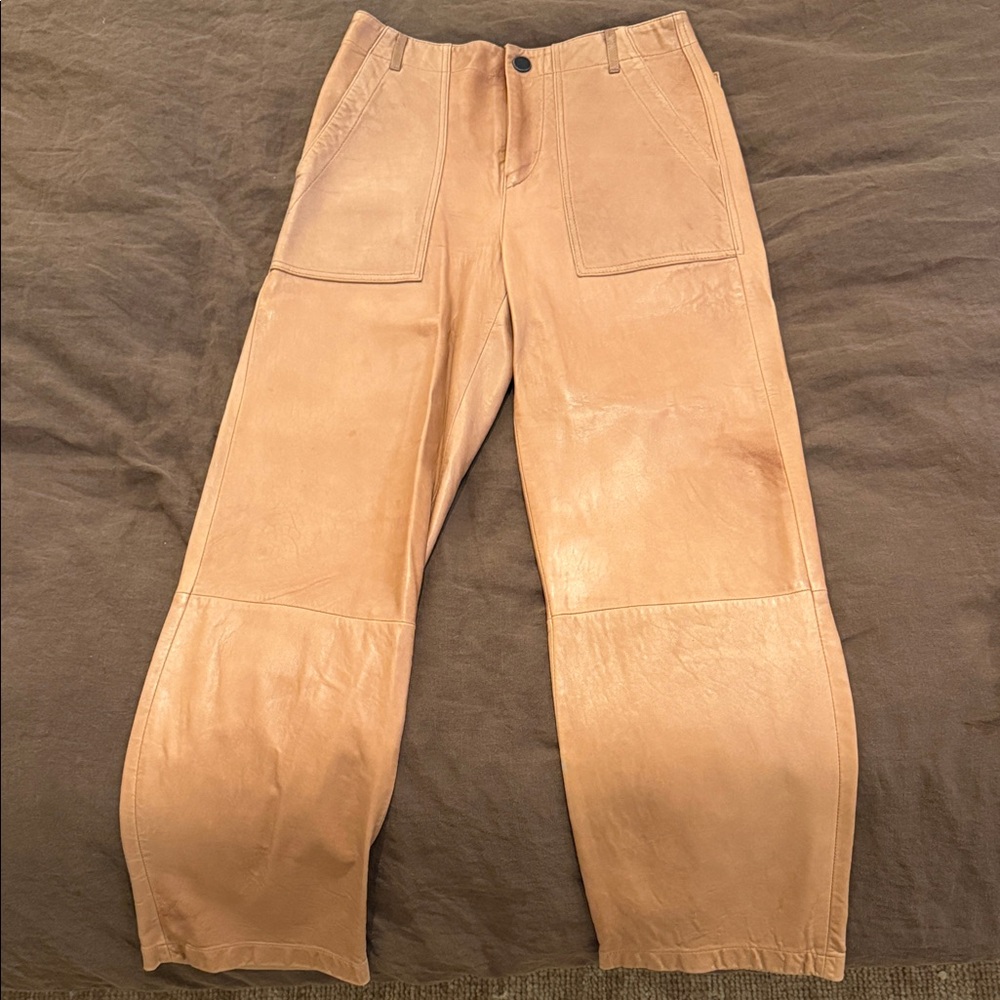 Zara Camel Leather Trousers